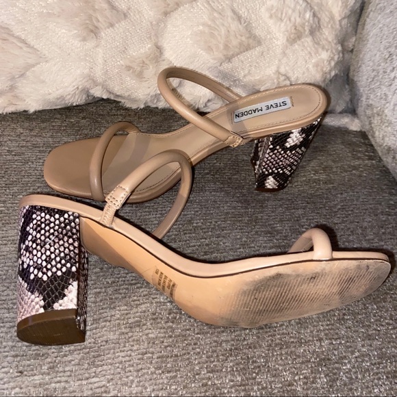 Steve Madden Nude Snakeskin Heels - Picture 3 of 5
